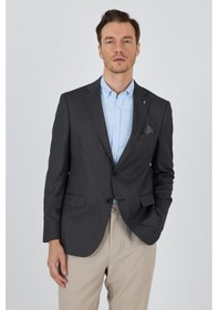 Resim İmza Siyah Mono Yaka Armürlü Tam Astar Esnek 6 Drop Comfort Fit Classic Ceket 1002250153 Siyah 