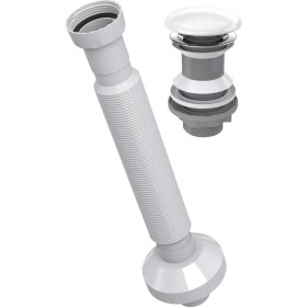 Resim Aqua Bagno Pop-Up Sifon, Beyaz Seramik Başlıklı ,taşma Deliksiz, (1 -1/4) , Pis Su Çıkış Borusu Dahil -Set 2 Parça 