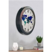Resim Bahat Salon Ofis Duvar Saati Gri Metal Çerçeve 36 Cm 