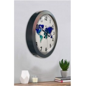 Resim Bahat Salon Ofis Duvar Saati Gri Metal Çerçeve 36 Cm 