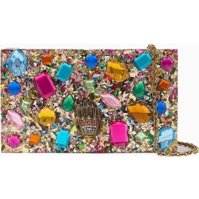 Resim Kurt Geiger Crystal Box Taşlı Lüks Tasarım Kadın Clutch Çok Renkli 