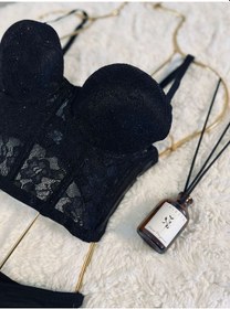 Resim Simli Lez Büstiyer Sütyen Kilot Takım - Siyah Siyah 