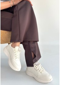 Resim Yejja Bej Cilt Bağcıklı Spor Ayakkabı Çok Renkli 