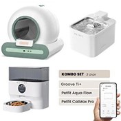 Resim Groove Ti+ Otomatik Kedi Tuvaleti Yeşil - Petfit Aqua Flow Akıllı Su Pınarı Çeşmesi - Petfit CatMax Pro Otomatik Mama Kabı 