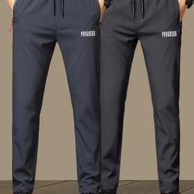 Resim 2 Adet Erkek Hafif Jogger Pantolon - Hızlı Kuruyan Nefes Alabilen Polyester, Şık "Prenses" Baskılı İpli Bel ve Fermuarlı Cep Detayları, Siyah Günlük Terletmeyen Eşofman Altı, Ayarlanabilir Konforlu Pantolonlar | Şık Baskılı Jogger Pantolonlar | Pürüzsüz Dokulu 