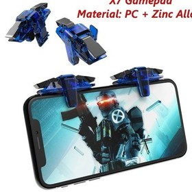 Resim X7 Gamepad-1 Çift Cep Telefonu Oyun Tetik Gamepad Pubg Telefon Oyun Denetleyicisi Amaç Çekim L1r1 Iphone Uyumlu Android İçin Anahtar Düğmesi 