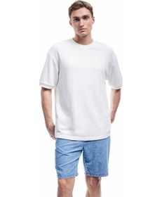 Resim Koton Pamuklu Bol Cep Detaylı Oversize Beli Bağcıklı Bermuda Jean Şort Açık İndigo 5sam40125nd Açık İndigo 