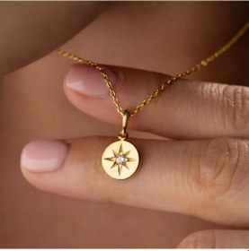Resim Hk Gümüş Gold Minimal Yıldız Kadın Kolye Gümüş Takı Hediyelik Ürünler-207425 Çok Renkli 