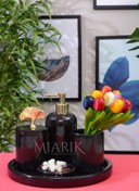 Resim MIARIK DESIGN & DEKORASYON Dekoratif Mermer Yaprak Detaylı 5 li Banyo Seti Takımı 