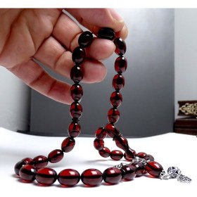 Resim Tesbih Ruyasi Mükemmel Renk Bordo Ateş Kehribar Tesbih 