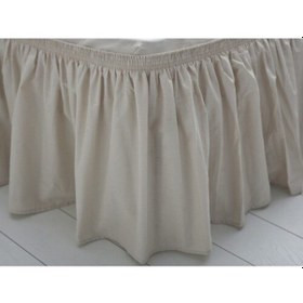 Resim Baza Fırfırı Tek Kişilik & Krem-bej Ranforce Kumaş Bej 