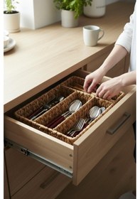 Resim Hasır Çekmece Düzenleyici, Kaşıklık Büyük Boy 35 28 8 Sarı 