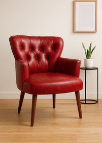 Resim WATERYBROOK Tekli Koltuk, Berjer, Balkon, Bahçe, Ofis Çay Seti, Deri Kumaş, Ceviz Ayak 