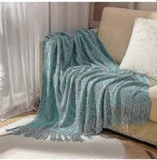 Resim Nordic Örme Battaniye - Yumuşak, Dokulu Ve Sağlam, Avrupa'da Kanepe, Yatak Ve Noel Dekorasyonu İçin 127x172 Cm Cl-lake Blue 
