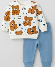 Resim dinamik çocuk Erkek Bebek 2li Takım | Ayıcık Desenli Sweatshirt + Alt 3-6-9-12aylık 