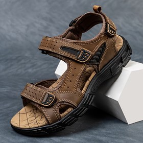 Resim Erkeklerin nefes alabilen spor sandaletleri ve terlikleri - Hafif EVA üst, kauçuk taban, plaj, rahat ve açık hava etkinlikleri için açık burunlu tasarım, rahat terlikler | Minimalist sandaletler | Kauçuk tabanlı sandalet 