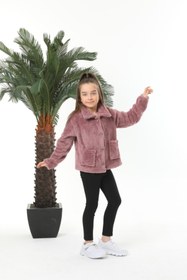 Resim berkokids Mor Düğmeli Welsoft Polar Çocuk Ceket 