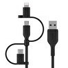 Resim Belkin CAC001BT1MBK Universal Kablo Micro USB USB-C Lightning Şarj Kablosu 