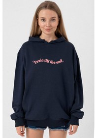 Resim Rose Toxic Till The End Lacivert Kadın 3ip Kapşonlu Lacivert 