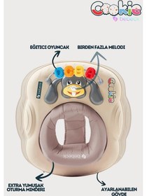 Resim Cookie Ayarlanabilen Müzikli Yumuşak Pedli Lüks Yürüteç Kahverengi 