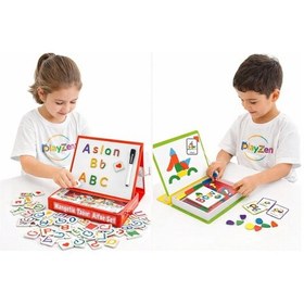 Resim Manyetik Eğitici Oyuncak Seti Alfabe Tableti + Manyetik Parçalar 2 Li Set 3+ 