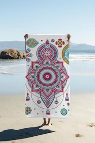 Resim Dijital Baskı Plaj Deniz Havlusu Mandala Desenli Peştamal HVL0150 