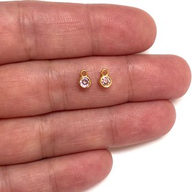 Resim Altın Kaplama 4mm Doğum Taşı - Ekim - Turmalin 
