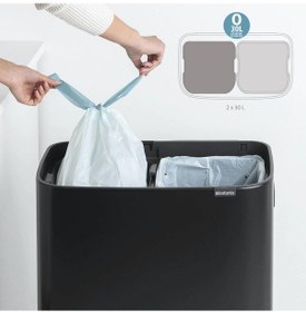 Resim Brabantia Çöp Kutusu 30 + 30 Lt Bo Touch Dokunmatik Kapak Mat Siy 