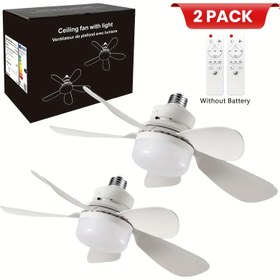 Resim 2 adet 42cm/16.5 inç 5 Bıçaklı Tavan Fan Işıkları Mutfak Yatak Odası, Depo ve Küçük Odalar için Uygun, 30W Beyaz LED Fan Işığı Uzaktan Kumanda ile, 3 Hız 3 Renk Ayarlanabilir ve Hafıza Fonksiyonu, E27/E26 Taban, Sessiz Tasarım. 