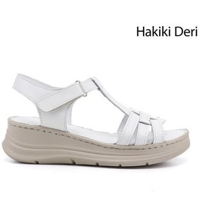 Resim Gönderi(R) Gönderi R Kadın Beyaz Cırt Bantlı Dolgu Topuk Hakiki Deri Sandalet Dyza65145874 