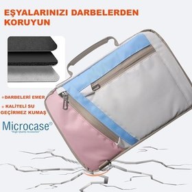 Resim Microcase TCL Tab 11 Gen 2 Tablet için Omuz Askılı El Tutacaklı Universal Sleeve Taşıma Çantası AL4346 Pembe Mavi Krem 
