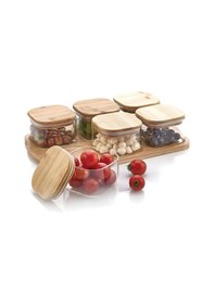 Resim Mien Bambu Tepsili 6 Lı Kahvaltılık Ahşap 