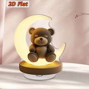 Resim 2D Düz, 2D Düz Akrilik Oyuncak Ayı & Hilal Ay Gece Lambası - Zarif Dönen Masa Dekoru, Yumuşak Işıltılı, Elektrik Gerektirmez, Tüm Mevsimler İçin Mükemmel, Rahatlatıcı Bir Atmosfer Yaratır, Ayı Ev Dekoru 