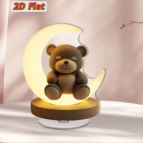 Resim 2D Düz, 2D Düz Akrilik Oyuncak Ayı & Hilal Ay Gece Lambası - Zarif Dönen Masa Dekoru, Yumuşak Işıltılı, Elektrik Gerektirmez, Tüm Mevsimler İçin Mükemmel, Rahatlatıcı Bir Atmosfer Yaratır, Ayı Ev Dekoru 