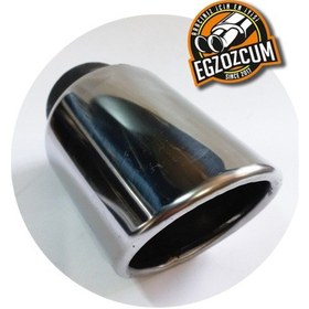 Resim 100 Mm. Eğimli Kesim Yuvarlak Çıkış Paslanmaz Krom Sessiz Eksoz Ucu 1 Adet 