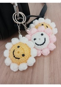 Resim Örgü Amigurumi Papatya Anahtarlık 