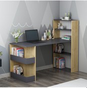 Resim Gold Kitaplıklı Çalışma Masası Antrasit-safirmeşe 120x60 cm 