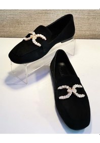 Resim Aycan 1616 Kadın Süet Taşlı Babet Ayakkabı Süet Siyah 
