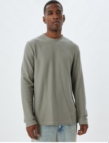 Resim Koton Uzun Kollu Tişört Basic Bisiklet Yaka Dar Kalıp Pamuklu Gri 5wam10196hk Gri 