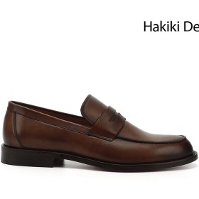Resim Gönderi(r) Erkek Taba Kösele Taban Hakiki Deri Loafer Ayakkabı 