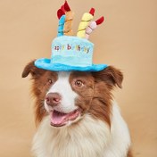Resim Sevimli "Doğum Günün Kutlu Olsun" Evcil Hayvan Parti Şapkası Oyuncak - Yumuşak Polyester, Kolay Giyilebilir Tasarım ve Küçük/Orta Boy Köpekler & Kediler için Renkli Mum Ayrıntıları, Köpek Doğum Günü Parti Malzemeleri 