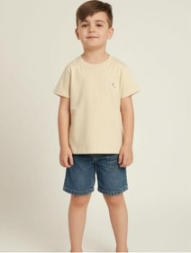 Resim Breeze Erkek Bebek Cep Detaylı Basic T-shirt-15832 Bej 