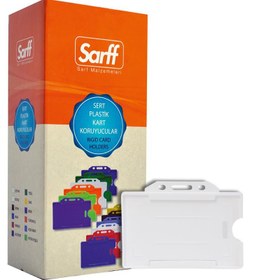 Resim Sarff Beyaz Sert Plastik Yaka Kartı Kabı - 50’li Paket (Yatay Tip) 