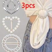 Resim 3 adet Kadın Kalp Şekilli Şal ve Giyim Tokası Seti - T-Shirt, Gömlek ve Hırka için Çok Yönlü Moda Aksesuarları, Rhinestone'lı Yuvarlak Düğüm Tasarımı, Bohem Tarzı ve İnci Süslemeleri ile, Moda Kıyafet Koruyucu|Düğme Detayları|Alaşım Tokalar, Sevimli Şal 