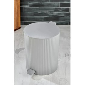 Resim Pedallı, Çizgili Yuvarlak Model Banyo/mutfak Çöp Kovası 8lt 