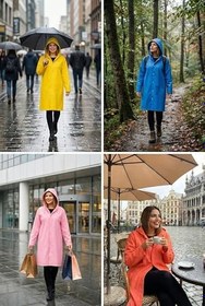 Resim Unisex Su Geçirmez Kapüşonlu Yağmurluk, Hafif ve Katlanabilir Yağmur Pançosu, Rüzgar Geçirmez Seyahat & Kamp Ceketi 