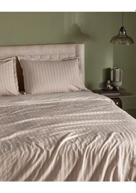 Resim Madame Coco Nicole King Size %100 Pamuk Armürlü Nevresim Takımı - Bej Ekru 