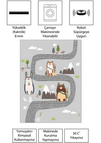 Resim VİVİCAHOME Dijital Baskı Kaymaz Taban Makinede Yıkanabilir Çocuk Odası Halısı Bebek Odası Halısı VCH 