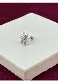 Resim Kar Tanesi Şeklinde Taşlı Silver Piercing Gümüş 