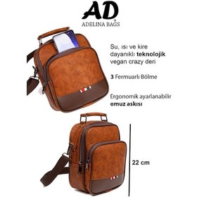 Resim Adelina Bags Kahverengi Crazy Deri El Ve Omuz Çanta Ve Mekanizmalı Kartlık Açık Kahverengi 